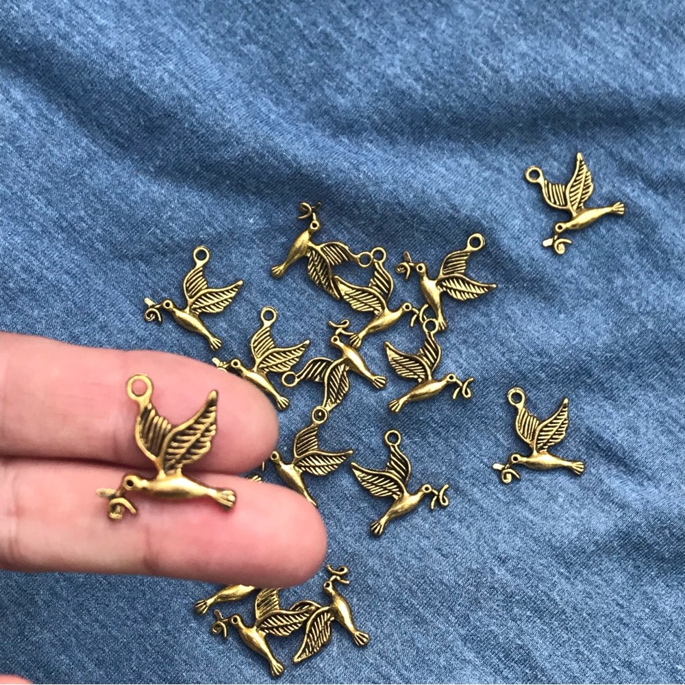 Goldtone Dove of Peace Charm Lot of 17